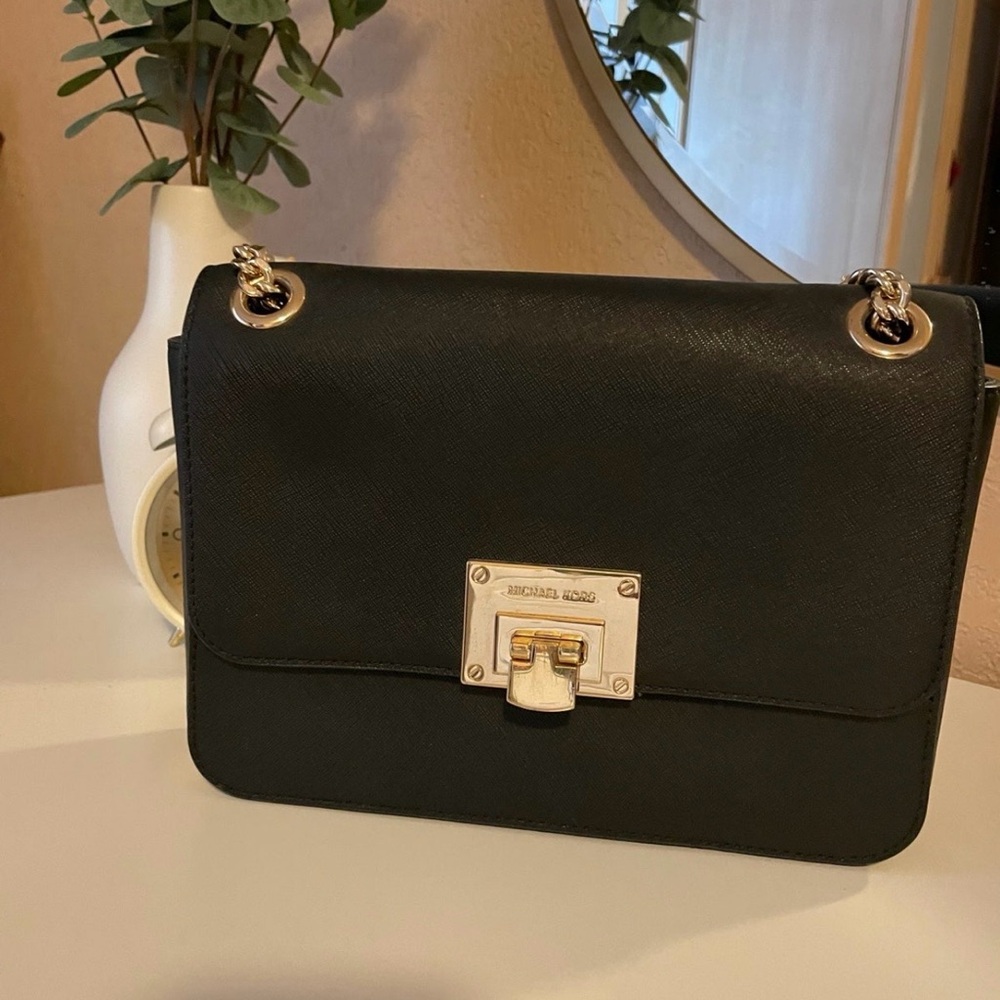 Michael Kors Black Bag with Gold Lock